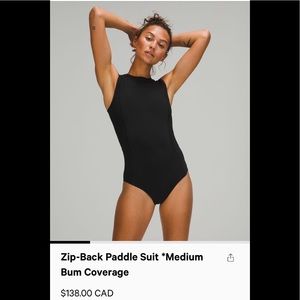 Lululemon zip back black paddle suit size 6 BNWT